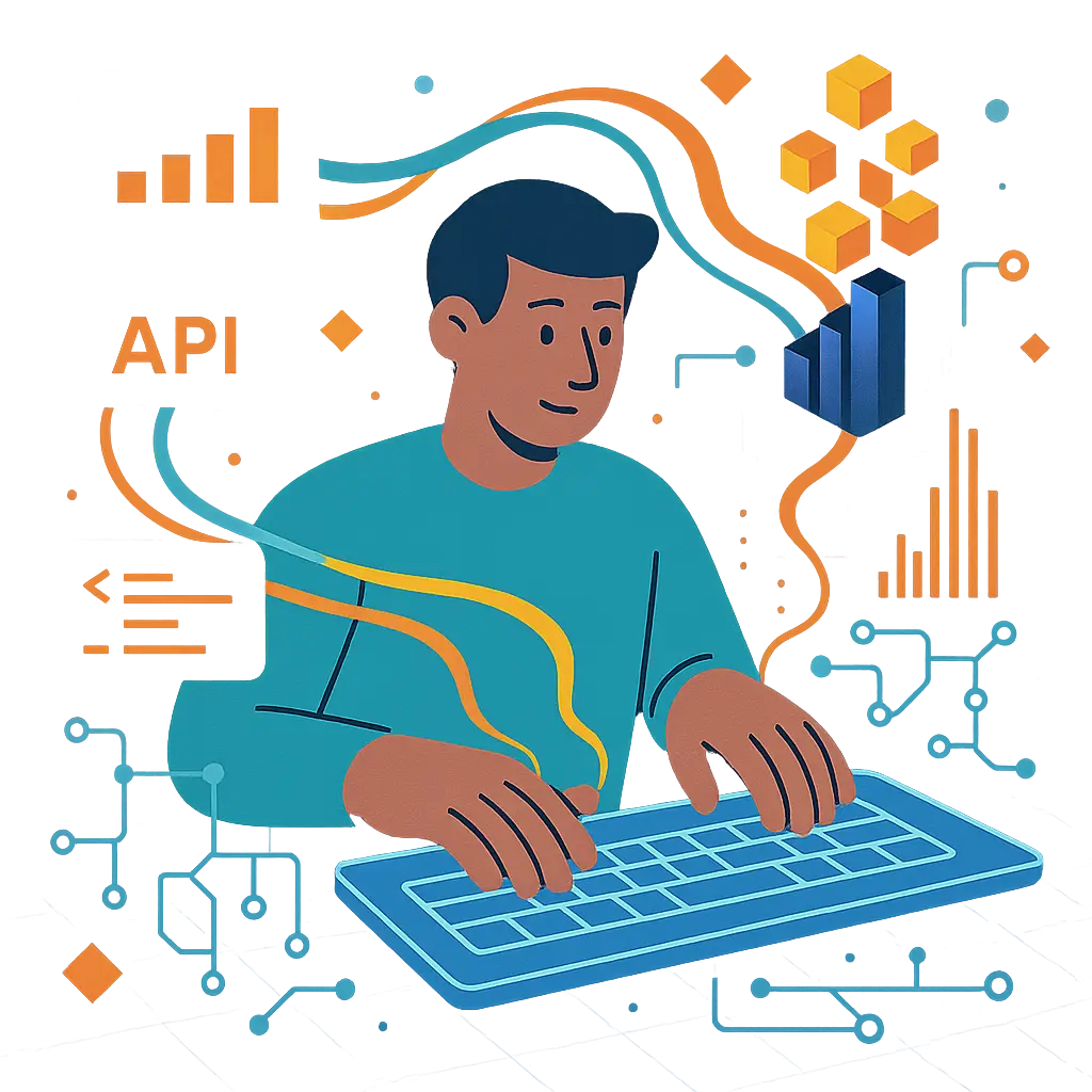 Developer working with API and data visualizations