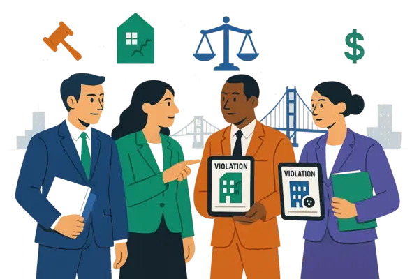 Attorney presenting building data in legal setting
