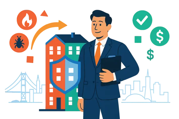 Landlord reviewing risk analytics on tablet